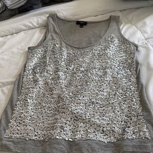 Talbots petites Sequin Front Grey Tank Top